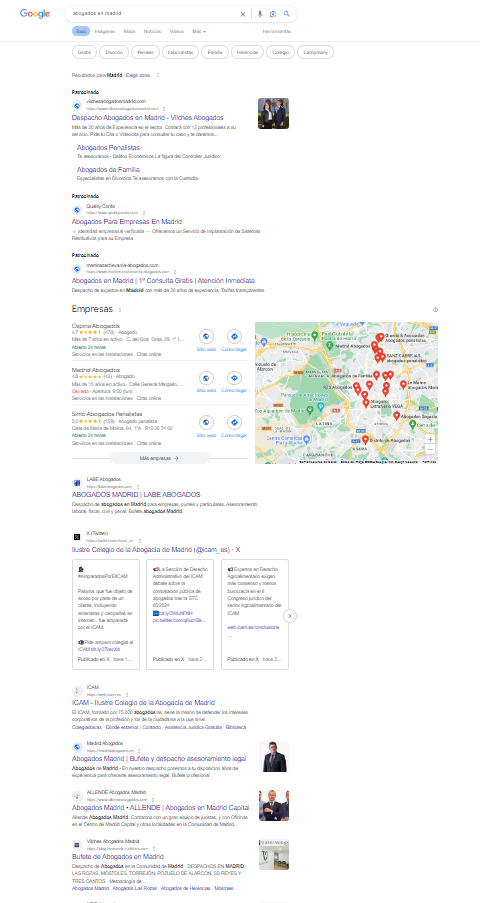 Resultados de la SERP sin &udm=14: