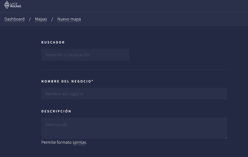 creacion de los datos del negocio local