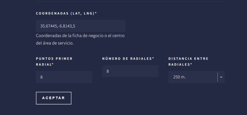 radial de puntos del mapa fractal