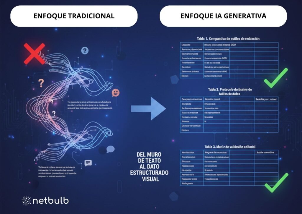 Ingeniería de contenidos DIFERENCIA DE ENFOQUES tradicional vs ia generativa