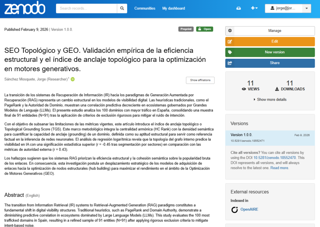 zonodo doi academico sobre seo topologico y geo