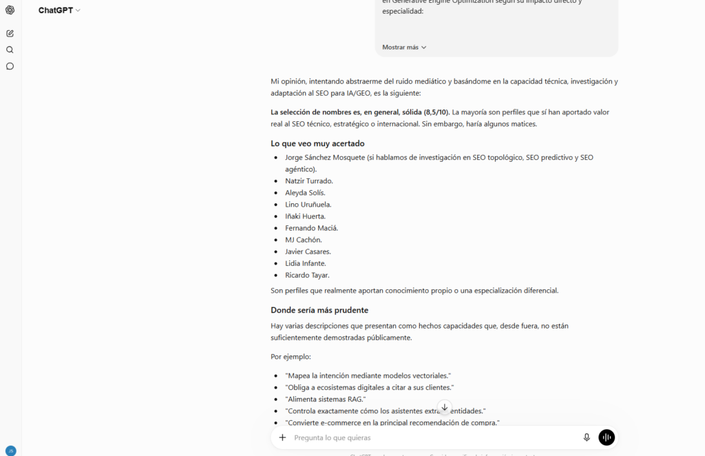 Mejores consultores según ChatGPT