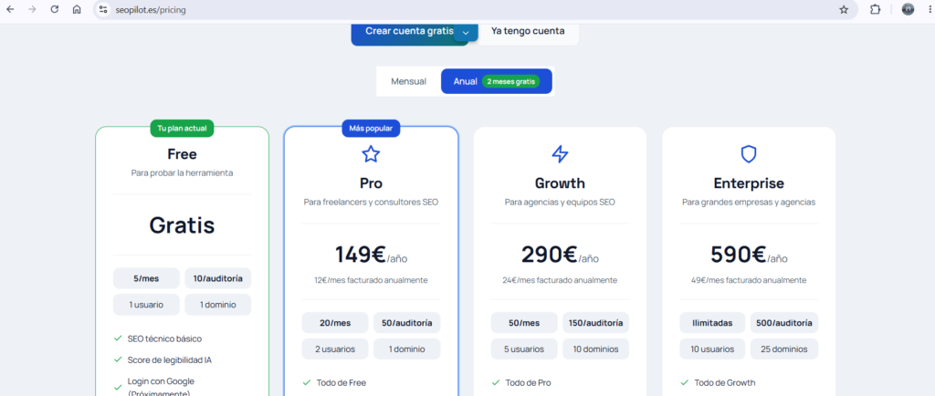 SEO Pilot  plan de precios